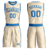 Custom Cream Blue Round Neck Suit Basketball Jersey