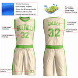 Custom Cream Neon Green Round Neck Suit Basketball Jersey