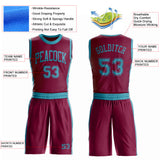 Custom Maroon Teal Round Neck Suit Basketball Jersey
