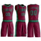 Custom Maroon Kelly Green Round Neck Suit Basketball Jersey