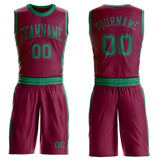 Custom Maroon Kelly Green Round Neck Suit Basketball Jersey