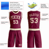 Custom Maroon Cream Round Neck Suit Basketball Jersey