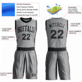 Custom Gray Black Round Neck Suit Basketball Jersey