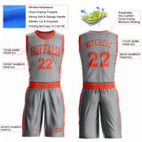 Custom Gray Orange Round Neck Suit Basketball Jersey