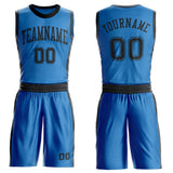 Custom Blue Black Round Neck Suit Basketball Jersey