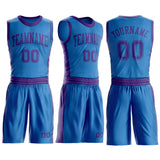Custom Blue Purple Round Neck Suit Basketball Jersey