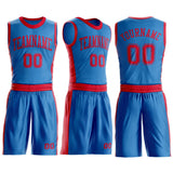 Custom Blue Red Round Neck Suit Basketball Jersey