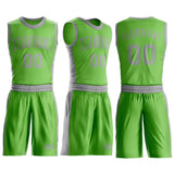 Custom Neon Green Gray Round Neck Suit Basketball Jersey