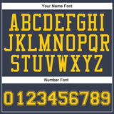 Custom Navy Gold Round Neck Suit Basketball Jersey