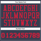 Custom Navy Red Round Neck Suit Basketball Jersey