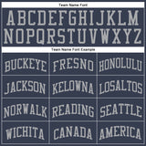 Custom Navy Gray Round Neck Suit Basketball Jersey