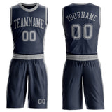 Custom Navy Gray Round Neck Suit Basketball Jersey