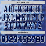 Custom Blue Navy White-Gold Gradient Geometric Stripe Round Neck Sublimation Basketball Suit Jersey