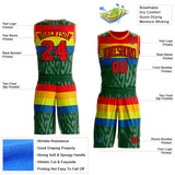 Custom Green Fire Red Blue Black-Gold Stripe Camo Round Neck Sublimation Basketball Suit Jersey