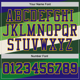 Custom Dark Purple Green-Gold Geometric Stripe Round Neck Sublimation Basketball Suit Jersey