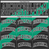 Custom White Black Green-Gold Wave Geometric Stripe Round Neck Sublimation Basketball Suit Jersey