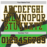 Custom White Black Green-Gold Triangle Geometric Stripe Round Neck Sublimation Basketball Suit Jersey
