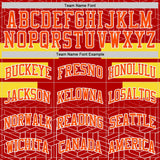Custom Red Orange Yellow-White Geometric Maze Stripe Round Neck Sublimation Basketball Suit Jersey