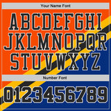 Custom Orange Black Gold Royal-White Geometric Stripe Round Neck Sublimation Basketball Suit Jersey