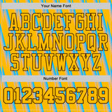 Custom Gold Lakes Blue Brown-Black Gradient Lightning Stripe Round Neck Sublimation Basketball Suit Jersey