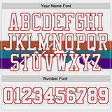 Custom White Texas Orange Teal Purple Red Black-Gold Mountain Geometric Stripe Round Neck Sublimation Basketball Suit Jersey