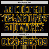 Custom Black Old Gold-Gold Vertical Stripe Gradient Round Neck Sublimation Basketball Suit Jersey