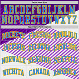 Custom White Powder Blue Purple-Gold Diagonal Stripe Round Neck Sublimation Basketball Suit Jersey
