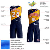 Custom Navy White Red Purple-Gold Diagonal Split Arrow Stripe Round Neck Sublimation Basketball Suit Jersey