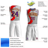 Custom White Purple Red-Gold Wave Stripe Round Neck Sublimation Basketball Suit Jersey