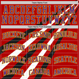 Custom Red Purple Black-Gold Diagonal Stripe Round Neck Sublimation Basketball Suit Jersey