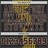 Custom Black Brown White-Yellow Stream Wave Stripe Round Neck Sublimation Basketball Suit Jersey