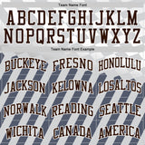 Custom White Brown Gray Navy-Yellow Checkerboard Diagonal Stripe Round Neck Sublimation Basketball Suit Jersey
