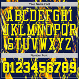 Custom Navy-Light Yellow Wing Brush Stroke Boho Style Round Neck Sublimation Basketball Uniform Jersey