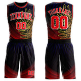 Custom Black Red Yellow Blue-White Wing Gradient Boho Style Round Neck Sublimation Basketball Uniform Jersey