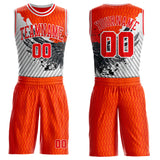 Custom Orange Fire Red Gray-White Wing Splash Ink Wave Boho Style Round Neck Sublimation Basketball Uniform Jersey