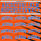 Custom Orange Thunder Blue-White Wing Stripe Boho Style Round Neck Sublimation Basketball Uniform Jersey