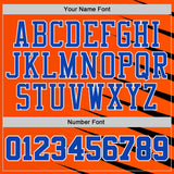 Custom Orange Thunder Blue-White Wing Stripe Boho Style Round Neck Sublimation Basketball Uniform Jersey