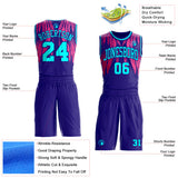 Custom Dark Purple-Blue Feather Wing Boho Style Round Neck Sublimation Basketball Uniform Jersey
