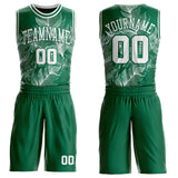 Custom Kelly Green-White Feather Wing Boho Style Round Neck Sublimation Basketball Uniform Jersey