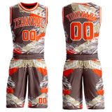 Custom Gray Orange-White Feather Wing Boho Style Round Neck Sublimation Basketball Uniform Jersey