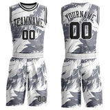 Custom White Black-Gray Feather Wing Boho Style Round Neck Sublimation Basketball Uniform Jersey