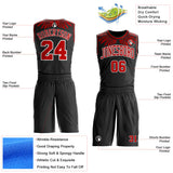 Custom Black Red-White Feather Wing Boho Style Round Neck Sublimation Basketball Uniform Jersey
