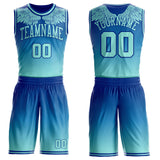 Custom Royal-Ice Blue Gradient Feather Wing Boho Style Round Neck Sublimation Basketball Uniform Jersey
