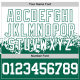 Custom White-Kelly Green Shattered Geometric Side Panel Stripe Round Neck Sublimation Basketball Set Jersey