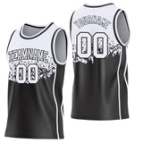 Custom White-Black Shattered Geometric Side Panel Stripe Round Neck Sublimation Basketball Set Jersey