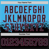 Custom Sky Blue Black-Pink Shattered Geometric Side Panel Stripe Round Neck Sublimation Basketball Set Jersey