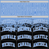 Custom Light Blue Black-White Shattered Geometric Side Panel Stripe Round Neck Sublimation Basketball Set Jersey
