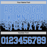 Custom Light Blue Black-White Shattered Geometric Side Panel Stripe Round Neck Sublimation Basketball Set Jersey