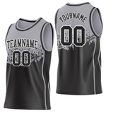 Custom Gray Black-White Shattered Geometric Side Panel Stripe Round Neck Sublimation Basketball Set Jersey