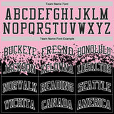 Custom Light Pink Black-White Shattered Geometric Side Panel Stripe Round Neck Sublimation Basketball Set Jersey